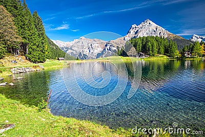 Arnisee lake with Swiss Alps. Arnisee is a reservoir in the Canton of Uri, Switzerland Stock Photo