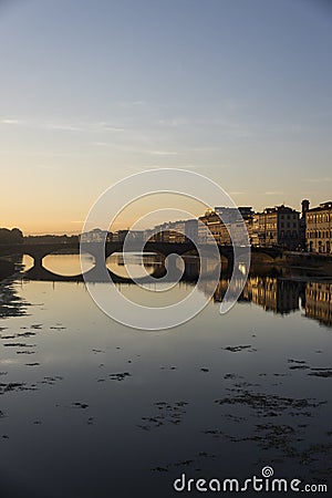 Arno River and Buildings Stock Photo