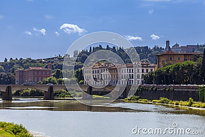 Arno river and Florentine palaces Florence , Italy Stock Photo