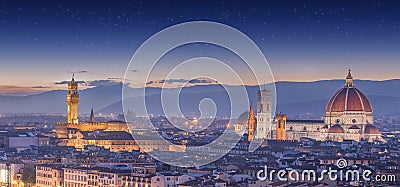 Arno River and Ponte Vecchio at sunset, Florence Stock Photo