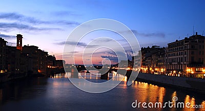 Arno River sunset in Florence,Italy Stock Photo