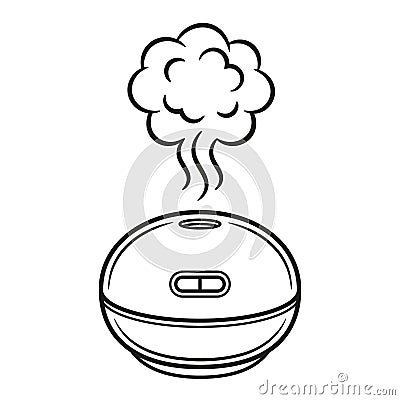 Aroma diffuser essential oil, humidifier purifier air, home steam cleaner device. Aromatherapy, fragrance diffusion indoor icon Vector Illustration