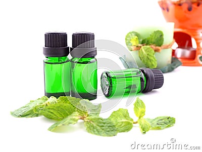 Aroma oil on white background Stock Photo