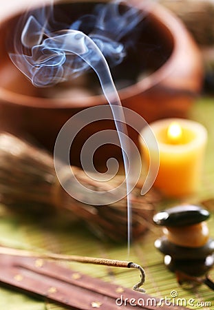 Aroma sticks in the spa salon. Stock Photo
