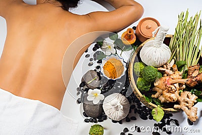 Aroma therapy natural herbs massage ball Stock Photo