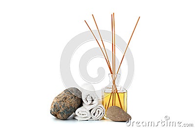 Aromatherapy and blue cosmetic clay. Stock Photo