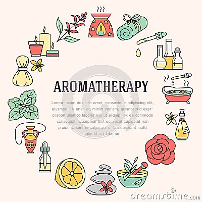 Aromatherapy and essential oils brochure template. Vector Illustration