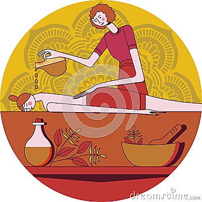 Aromatherapy massage. Circle shape Vector Illustration