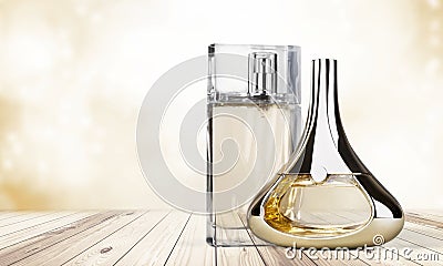 Aromatic Perfume bottles isolated on background Stock Photo