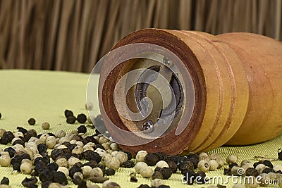 Aromatic, condiment, cooking, restaurant, chef, spice, grain, gourmet, seasoning, wooden, white, mill, , grinder, utensil Stock Photo