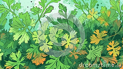 Aromatic Coriander Spice Horizontal Background Illustration. Stock Photo