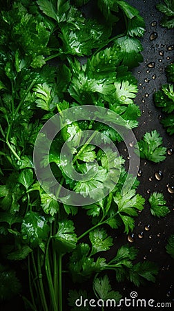 Aromatic Coriander Spice Vertical Background. Stock Photo