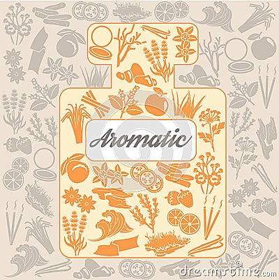 Aromatic herbs and plants background design Vector Illustration