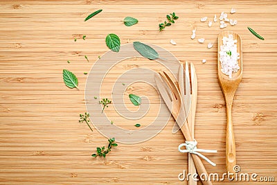 Aromatic herbs and spices green mint ,fennel ,oregano, sage,lem Stock Photo