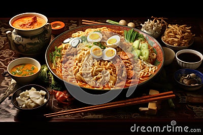 Aromatic Japanese chinese noodle. Generate Ai Stock Photo