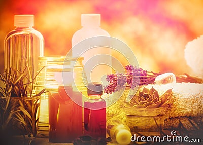 Aromatic oils and essential oil - spa treatment Stock Photo