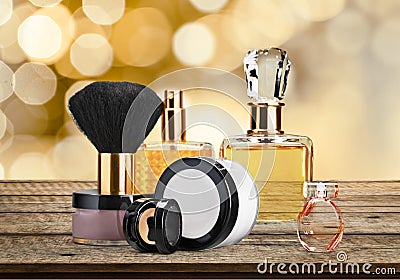 Aromatic Perfume bottles on bright background Stock Photo