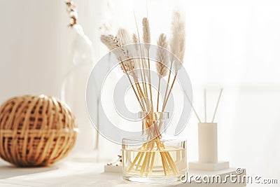 Aromatic reed air decor. Generate Ai Stock Photo