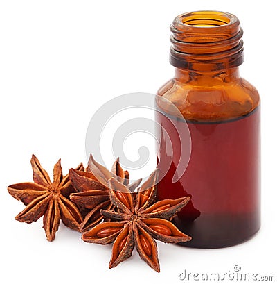 Aromatic star anise with essential oil Stock Photo