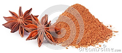 Aromatic star anise with ground spice Stock Photo