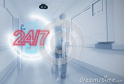 Around the clock urgent in the hospital Stock Photo