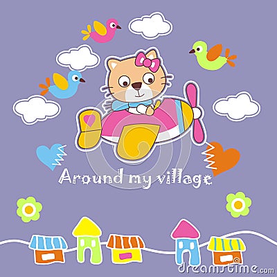 Around my village Vector Illustration