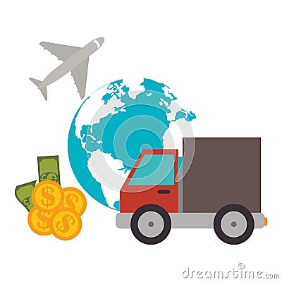 Around the world delivery Vector Illustration