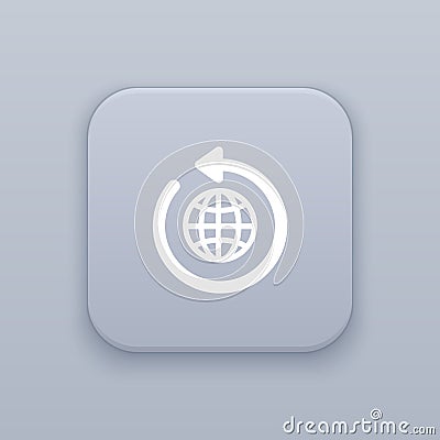 Around the world, gray vector button with white icon Vector Illustration