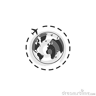 Around world icon flat Vector Illustration
