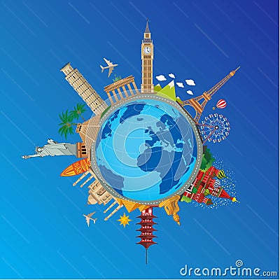 Around the world travel and tourism Vector Illustration