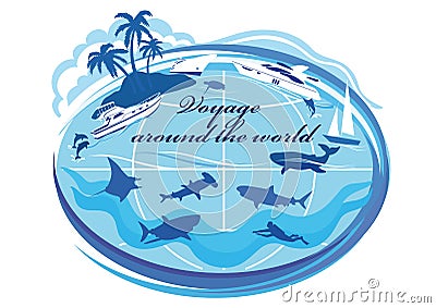 Around the world voyage Vector Illustration