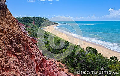 Arraial d`Ajuda is a district of the Brazilian municipality of Porto Seguro, on the coast of the state of Bahia, cliff Stock Photo