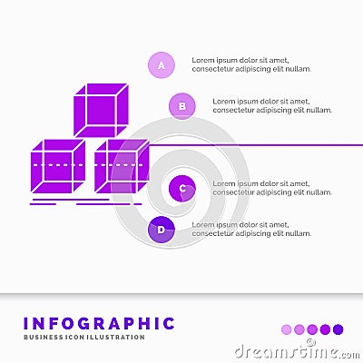 Arrange, design, stack, 3d, box Infographics Template for Website and Presentation. GLyph Purple icon infographic style vector Vector Illustration