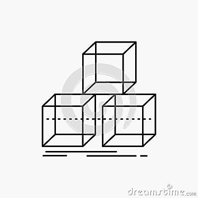 Arrange, design, stack, 3d, box Line Icon. Vector isolated illustration Vector Illustration