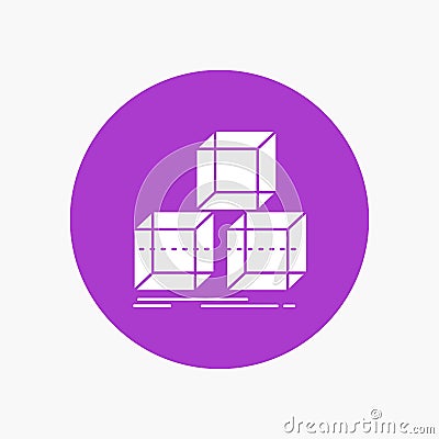 Arrange, design, stack, 3d, box White Glyph Icon in Circle. Vector Button illustration Vector Illustration