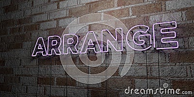 ARRANGE - Glowing Neon Sign on stonework wall - 3D rendered royalty free stock illustration Cartoon Illustration