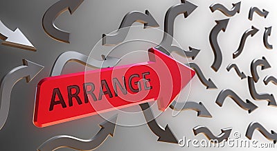 Arrange Word On red Arrow Stock Photo