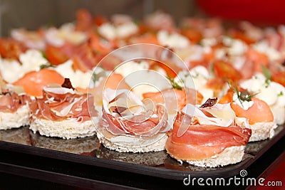 Arranged meat products Stock Photo