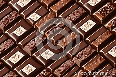 chocolate bars in a clear array Generative ai Stock Photo