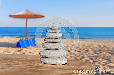 Arrangement of balance pebble stone like symbol of spa harmony Stock Photo