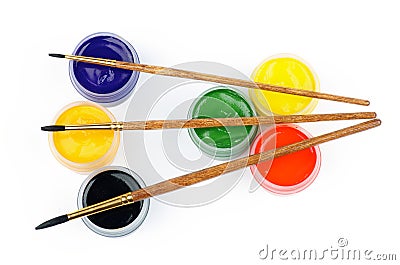 Watercolors and Paintbrushes Stock Photo