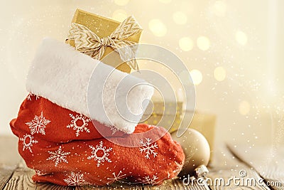Christmas stocking with presents Stock Photo