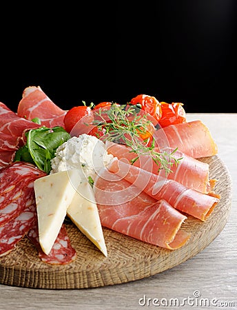 Arrangement of Delicatessen Cold Cuts Stock Photo