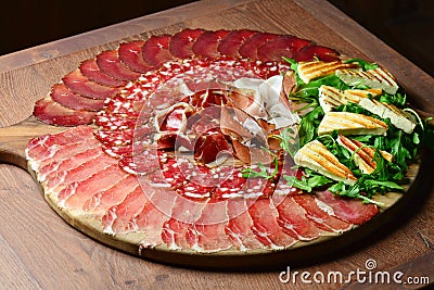 Arrangement of Delicatessen Cold Cuts Stock Photo