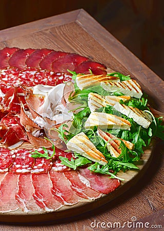 Arrangement of Delicatessen Cold Cuts Stock Photo