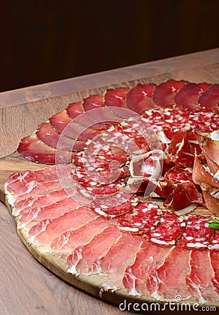 Arrangement of Delicatessen Cold Cuts Stock Photo