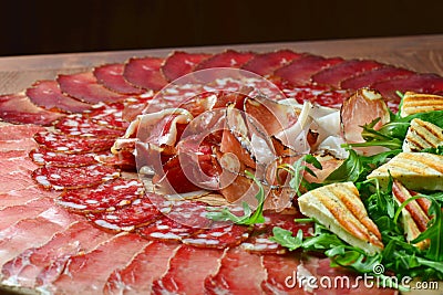 Arrangement of Delicatessen Cold Cuts Stock Photo