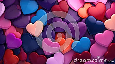 an arrangement of several of different colored hearts Stock Photo