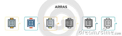 Arras vector icon in 6 different modern styles. Black, two colored arras icons designed in filled, outline, line and stroke style Vector Illustration