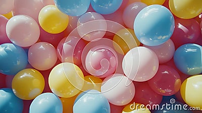 An array of bright, multicolored balls in different shades, producing a spirited and whimsical visual texture Stock Photo
